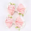 Accessoires de cheveux Sweet Girls Pearl Bow Clips Satin Ribbon Bowknot Hairpin Hairgrips Kids Flower Headwear Fashion