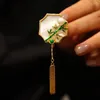 Kedjor antik stil koppar guldpläterad brosch kinesisk design plommon blommor orkidé bambu krysanthemum pärla