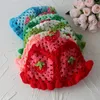Strawberry knitted Y2k Crochet Hollow Flower Bucket Hat Women Cotton Handmade Girl Autumn Sweet Cute Basin Hat Wholesale 240430