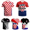 T-shirt pour hommes 3D ionable avec motif d'emblème croate à manches courtes top été sportifs décontractés unisexes rond