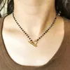 Girocollo Misenbaba in acciaio inossidabile a forma di cuore Collana di perle per perle per donne Collane blu navy