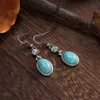 Charm Nieuwe Boheemse stijl oorhaken turquoise oorbellen etnische feng shui drop -stijl oorbellen