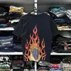 Mäns T-shirts American Retro Street unisex Flame Crown Bone Ghost and God Multi Element T-shirt kort stycke J240506