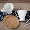 Mokken witte keramische beker houten schotel lepel koffie 2-delige set paar mug cups paar huisdrinkware theekopje melk