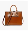 Bag 2024 Stil Vintage Frauen Tasche Handtaschen echte Leder Ladies Geldbeutel Wach Wachsewächter Kaffee grün braun schwarz