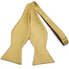 Bow Ties Hi-Tie Jacquard Golden Men's Self Silk Coldie Attache réglable et Pocket Square Cuffe Link Set Business Party