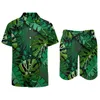 Suits de survêtement masculins Tropical Leaf Men sets Palm Palm Palm Casual Shirt Set Vintage Beach Shorts Costume de conception d'été Vêtements de 2 pièces plus taille