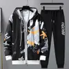 Men's Tracksuits de 2 peças/cenário calças com capuz com letra de letra impressão de zíper esportivo de roupas esportivas com tiras de ombro de hip-hop Mens Setl2405