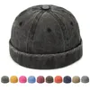 Berets Vintage Men Summer Cotton Brimless Skullies Cap Street Beanie Hat Portable Docker Hats Adjustable Literary Sailor