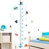 Autocollants muraux Mesure de hauteur de poisson coloré pour les enfants pour enfants décor de maison dessin animé de croissance animale décalcomanies Adhésif Murale