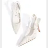 Nieuwheid Stiletto-Heeled Shoes Designer Bowtie Cone Slipper Fashion White Lace Floral Sandal Women Dating Sandals Hoge kwaliteit Soft Comfortabele Summer Slippers