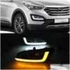 Daytime Runnung Lights Led Running Light For Hyundai Santa Fe Ix45 2013 2014 Car Accessories Waterproof 12V Drl Fog Lamp Decoration Dr Ot8Ra