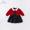 Mädchenkleider Dave Bella Herbst Baby Mädchen süße Bogen Embryo Pullover Kindermody Party Kleidung Kinder Lolita Clothingl240508