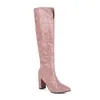 Stivali lloprost ke size 34-48 stampa western brand women donna spessa tacco alto ginocchio puntato per le dita delle dita