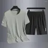 Мужские спортивные костюмы тренировочные футболки Set Set Smother Sport Sport Outfit O-образный с коротким рукавом для баскетбола для баскетбола