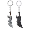 Fashion God Of War 4 Keychain Kratos Axe Demon Knife Weapons Model Key Chain Chaveiro Men Cosplay Keyring Car Accessory 240506