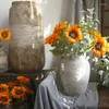 Flores decorativas Decoración de girasol Flor artificial margaritas de seda realista Arreglo del hogar Decoración de la fiesta de bodas al por mayor