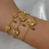 Цепочка альтерна -нержавеющая сталь Горячий полу золота регулируемый браслет роскошный браслет из пяти листовых цветов J240508