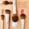 Borstar Jessup Face Borstes Set 5st Makeup Brushes Vegan Foundation Blush Bronzer Brush Contour Fluffy Seting Powder, Light Grey T493