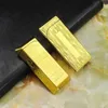 Creative Gold Brick Gold Bar Direct Injection Blue Jet Flame Lighter Metal Windproof Gas Ofylld cigarettändare grossist