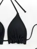 Swimwear féminin Y2K Triangle noir licolaire Bikini Set Femme Sexy String Beach Wear pour jeune fille Vocation d'été