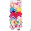 Hårklämmor Barrettes Rainbow Bows Accessories Siwa 5.6 tum stora hårklipp med korts paljettlogotyp Baby Girl Children Fashion för Drop D DHKDS