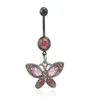 Модные пупок Rings Rings Pink Athestone Black Butterfly 316L из нержавеющей стали Сексуальные пуповые ювелирные украшения6901038