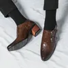 Casual Shoes High Heels Herren Ledermönchsgurt für Männer All-Match Herren Coiffeur Slip auf Ladungsstücken