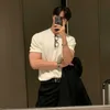 T-shirts voor heren Mens Clothing Luxe gebreide T-shirt Casual Koreaanse O-Neck Solid Color Korte Mouwen Heren Ademende zomer H240508