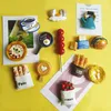 3PCSFridge Magnets Gourmet Refrigerator 3D Stereo Food Stickers Personalized Decorative Egg Bread Creative Stickers