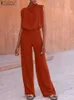 Jumpsuits femeninos Rompers Zanzea Soporte elegante Jumpsuits de moda Mujeres Playsuit Playsuit Collar Elegant Long Mompers Slaste Loos