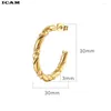 Hoop Earrings ICAM Trendy Twisted Small For Women Fashion Gold Color Metal Circle Tiny Hoops Huggie Ear Buckle Jewelry 2024