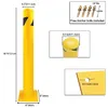 48inch Height Bollard Post, Yellow Powder Coated Safety Parking Barrier Post with 4 Anchor Bolts, Steel Safety Pipe Bollards for High Traffic Areas