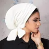 Vêtements ethniques Femmes musulmanes Hijab Rouffle plissée Turban Fashion Couleur solide Chiffre de coiffure Fiffite de cheveux Cancer islamique Cémier de cancer