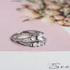 Wedding Rings Shiny 2pcs set White Stone Zircon Engagement Ring Set For Women Silver Color Vintage Bridal Jewelry Gift B4N967 260p