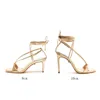 2024 Nouvelle mode à lacets hauts High Heels Women's Sandals Women Sandals Silver Gol