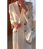 Heydress winter vrouwen solide slanke elegante wollen jas kantoor dame witte streetwear vrouwelijk dik warme dubbele borsten bovenkleding 210426344467