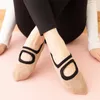 Mulheres meias 1 par para garras não deslizantes tiras de algodão bandagem meias de algodão ideal pilates pure barre bailar