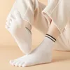 Mulheres meias 6 pares de dedão fofa de cinco dedos esportes de algodão esportivo de ioga pilates de baixo corte com dedos separados