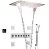 Ensembles de douche de salle de bain Brossed LED Rain System Ensemble 28x17 pouces grandes cascadations Précipitations et Thermostatic Mes pulpleer Body Jets Mti Functi otes