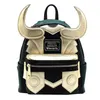 Loki Pu Leather Backpack Horn Travel Travel Ordin d'ordinateur portable Sac à écoles Élèves Adults Handbag Wallet Birthday Gifts 297T