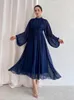 Vêtements ethniques Eid Muslim Party Robe for Women Jalabiya Abaya Ramadan Long Robes Abayas Femme solide plissée vestidos robe caftan 2024