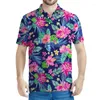 Мужская полоса Polos Hawaiian Tropical Flower 3D-печать рубашка поло для мужчин Summer Street с короткими рукавами