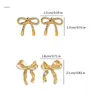 Boucles d'oreilles N1he 4pair Metal Ribbon Bowknot élégant Piercing Oreille d'oreille Mode Oreau d'anniversaire Gift Hypoallernics