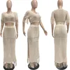 Robes de travail crochet frange 2 pièces set tenue femme jupe plage porte une femme d'été 2024 robe maxi tricotée