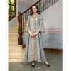 Abbigliamento etnico Abaya per il 2024 Fashion Muslim Women Mesh ricami lunghi maxi abito tacchino kaftan eid abito da festa Dubai islamico Ramadan