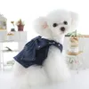 Huisdierkleding seizoensgebonden mode klinknagel spijkerjasje zachte jeans honden katten ruches stijl pak teddybeer kleding 240508