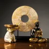 Sculptures Golden Bouddha Statue Résine Figurine Hand Madethai Buda Bouddha Statue Crafts Ornement Decorative Ornement Decor