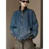 Vestes pour femmes automne american rétro de rue rétro stand up collier denim veste moto de dim silhouette décontractée