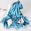 100% Pure Silk Scarf For Women Real Wraps and Shawls Ladies Print Pashmina Vintage Scarves Natural Foulard Femme 240429